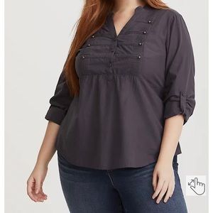 Torrid Military style poplin blouse